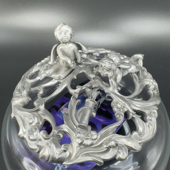 1995 Seagull Canada Pewter Metal Canister Jar Container Lid Clear Glass Marked - Picture 6 of 12